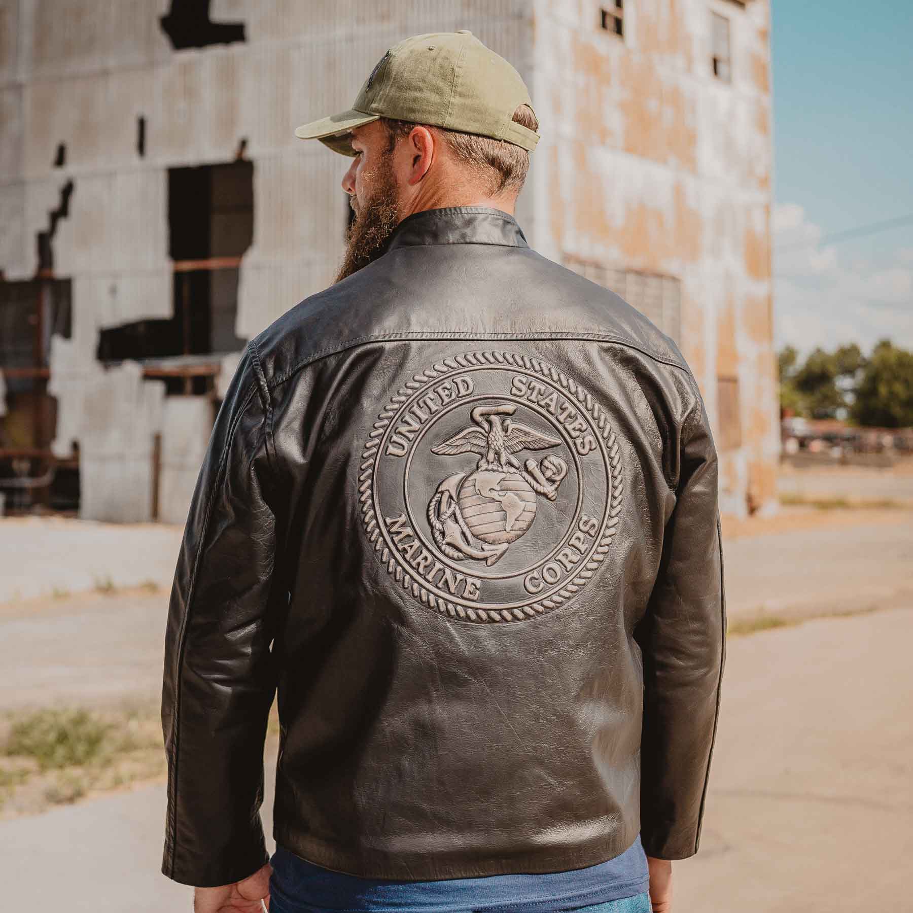 Black Leather Embossed Jacket