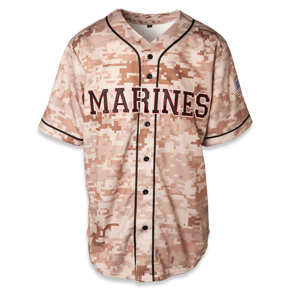 US Marines Digital Camo Embroidered Baseball Jersey 