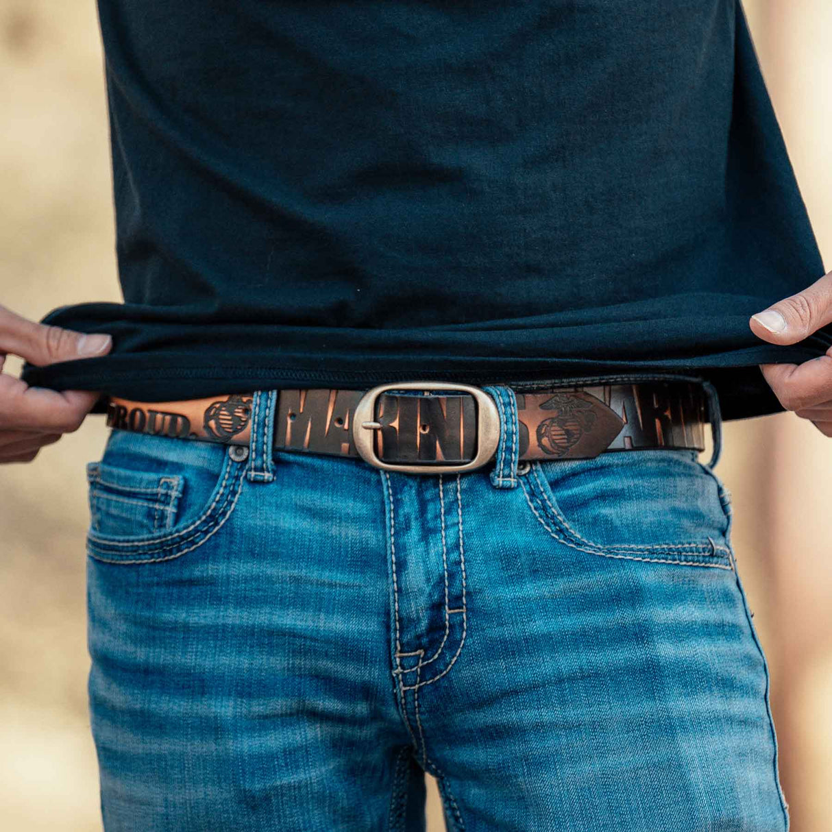 The Few The Proud Embossed Leather Belt – SGT GRIT