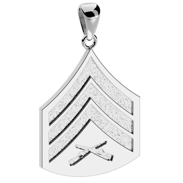 5/8" Sergeant Rank Pendant - Sterling Silver - SGT GRIT