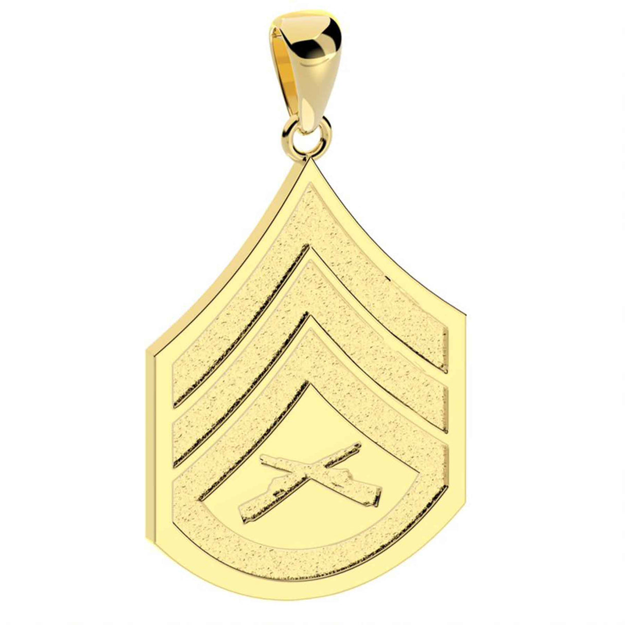 3/4" Staff Sergeant Rank Pendant - 10k Gold - SGT GRIT