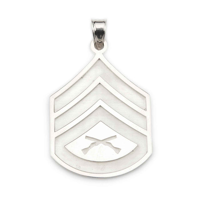 1-3/8" Staff Sergeant Rank Pendant - Sterling Silver - SGT GRIT