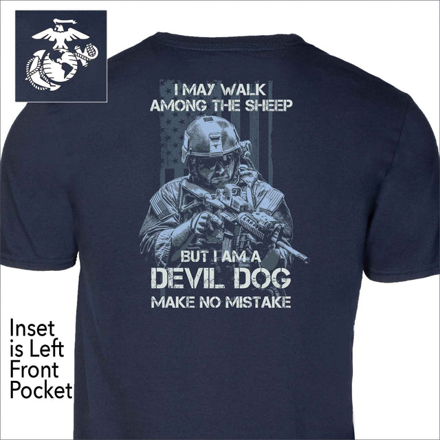 Devil Dog Make No Mistake Back With Front Pocket T-shirt - SGT GRIT