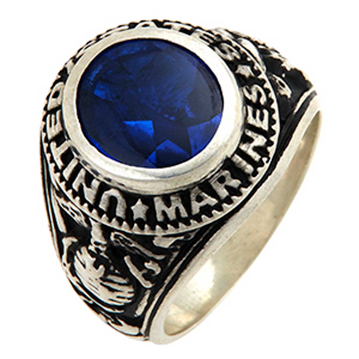 USMC 10k Gold Ring With Synthetic Blue Onyx – SGT GRIT