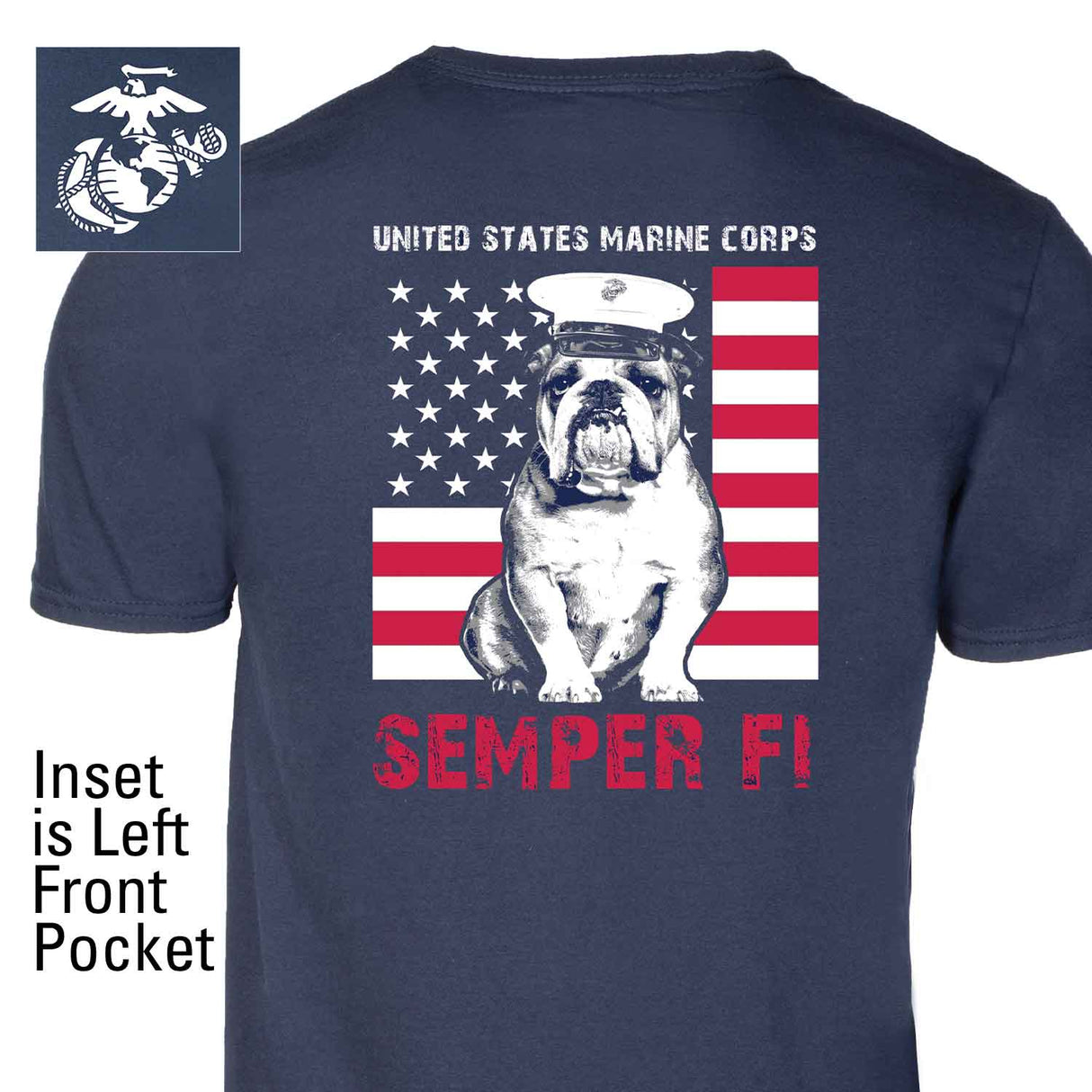 Dress Blues Bulldog Back With Front Pocket T-shirt - SGT GRIT