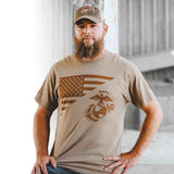 USMC Flag, EGA Emblem T-shirt 100% Cotton - SGT GRIT