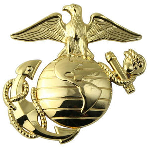 Solid Metal Eagle Globe and Anchor Auto Emblem — SGT GRIT