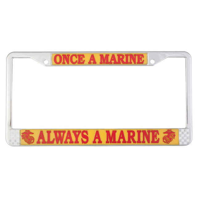 Once A Marine Chrome License Plate Frame - SGT GRIT