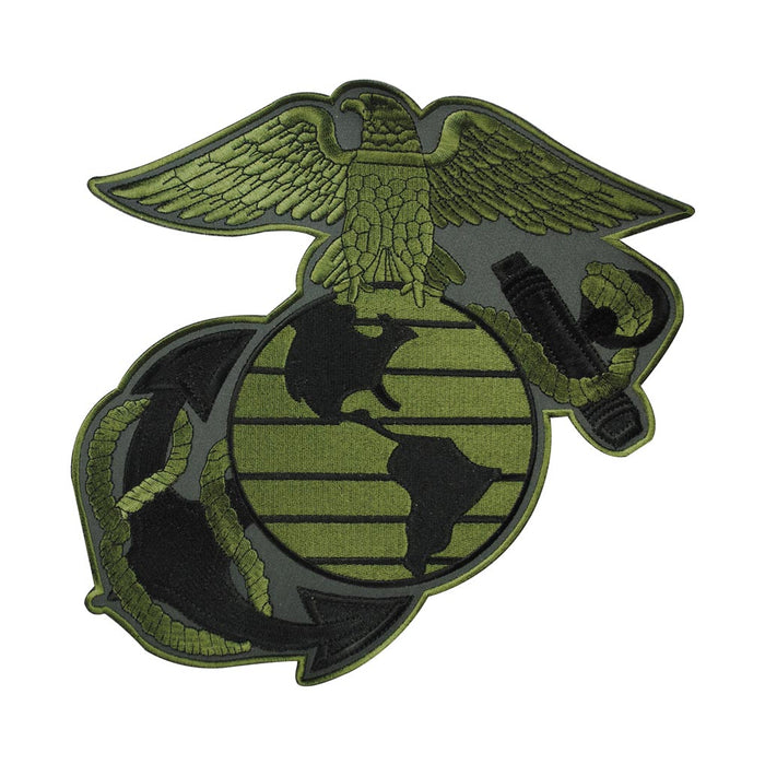 US Flag / USMC Globe and Anchor Morale Patch Olive Drab / Brown