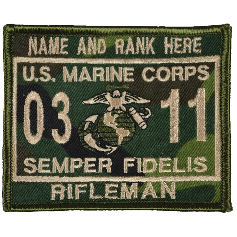 U.S. Marine Woodland Camo Personalized MOS Patch - SGT GRIT